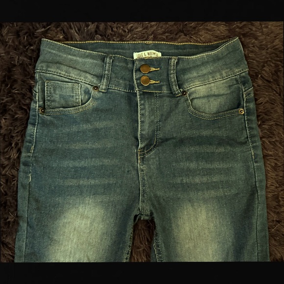 LOVE & WHIMSY Bootcut High Waist Blue Jeans 5 - Picture 2 of 3